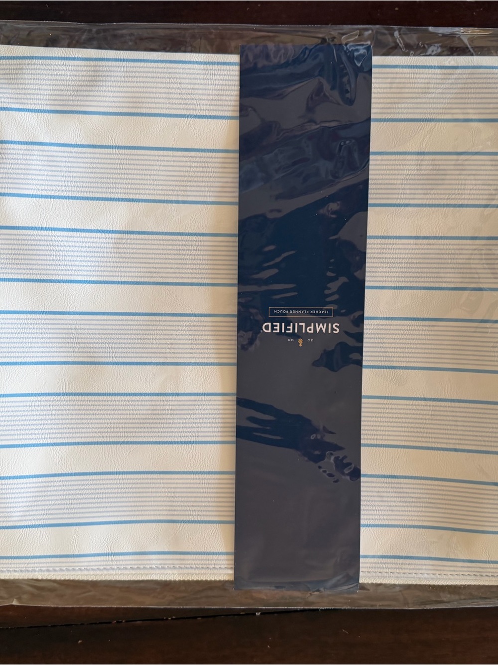 Emily Ley Simplified Blue & White Striped Pouch